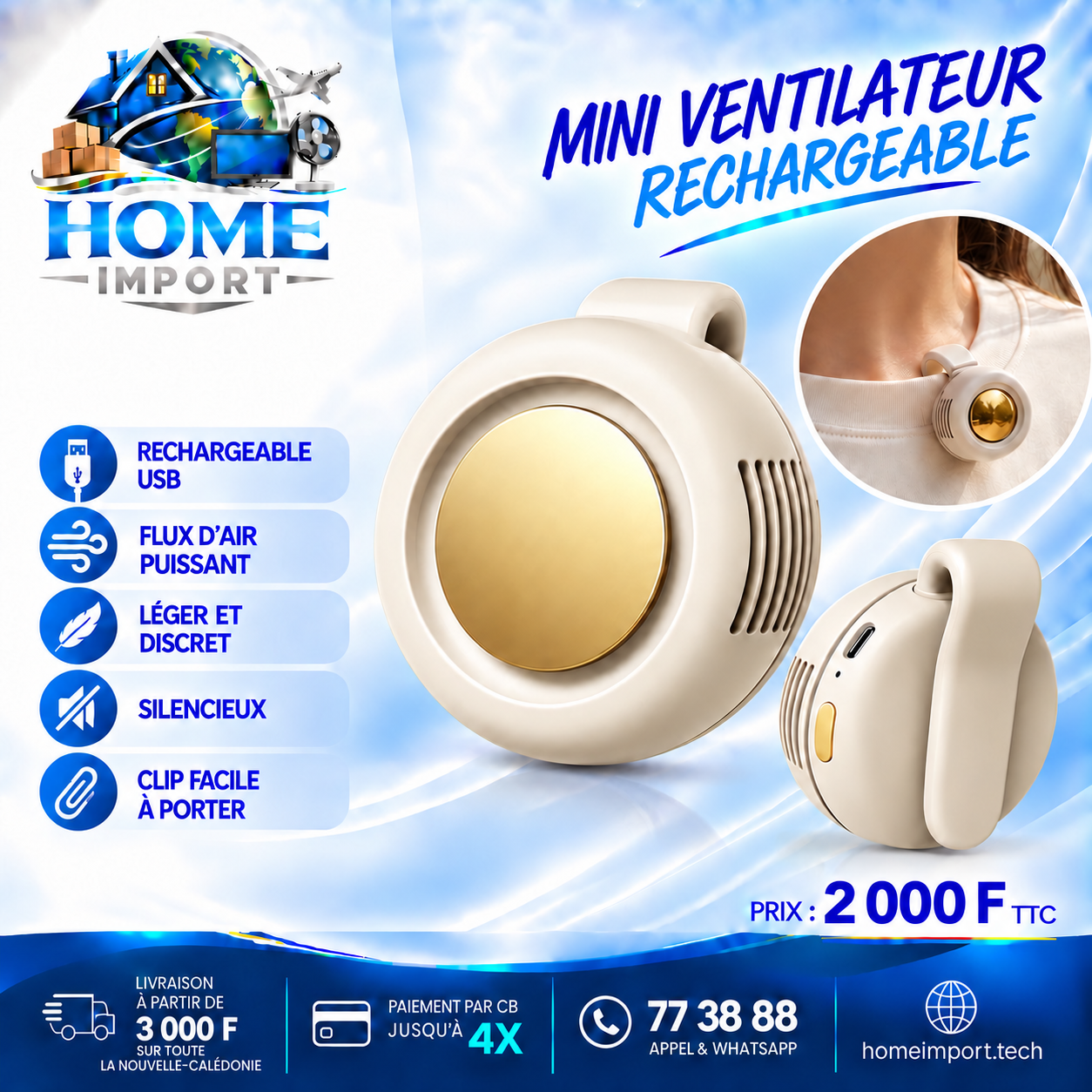 Mini ventilateur de ceinture