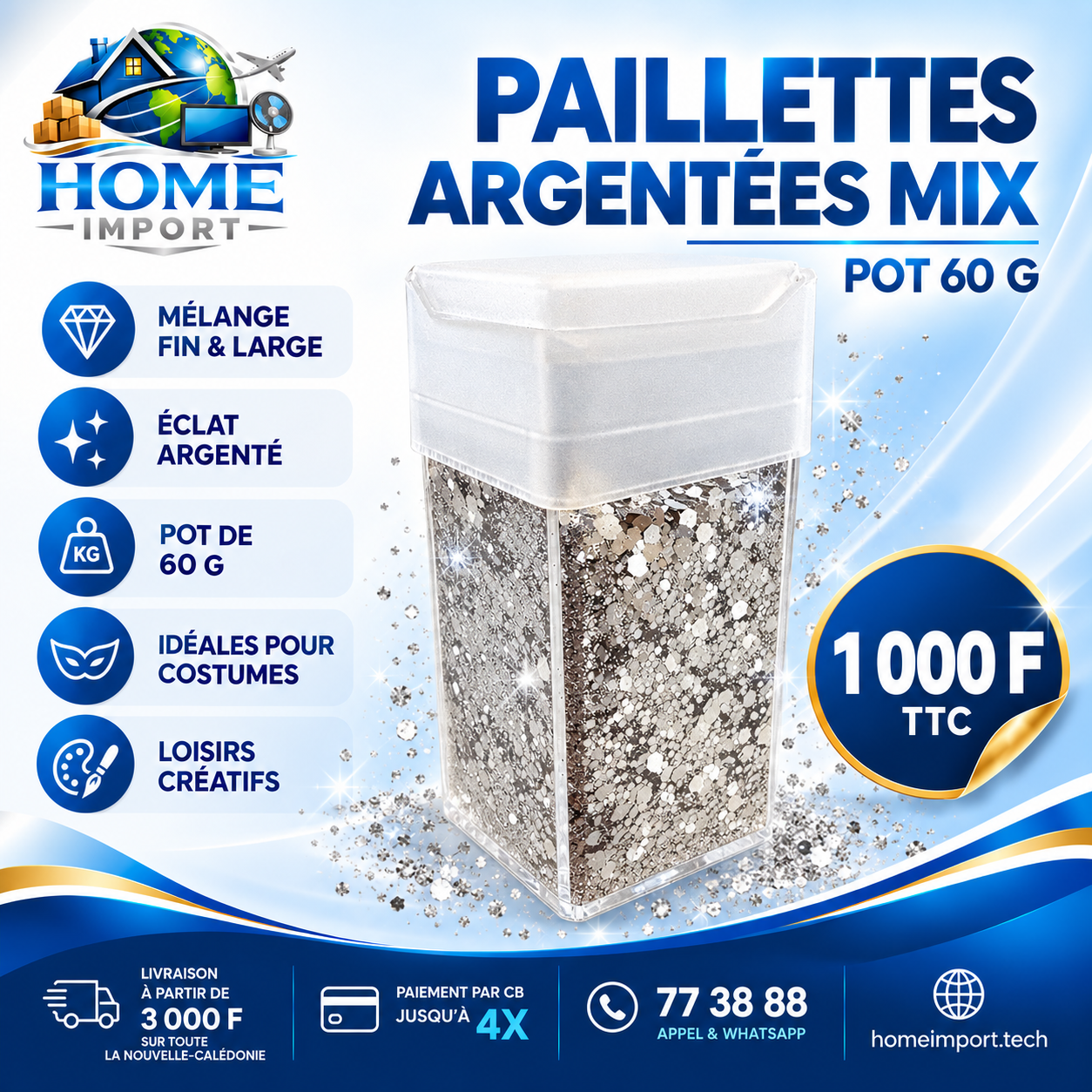 Paillettes argenté mix