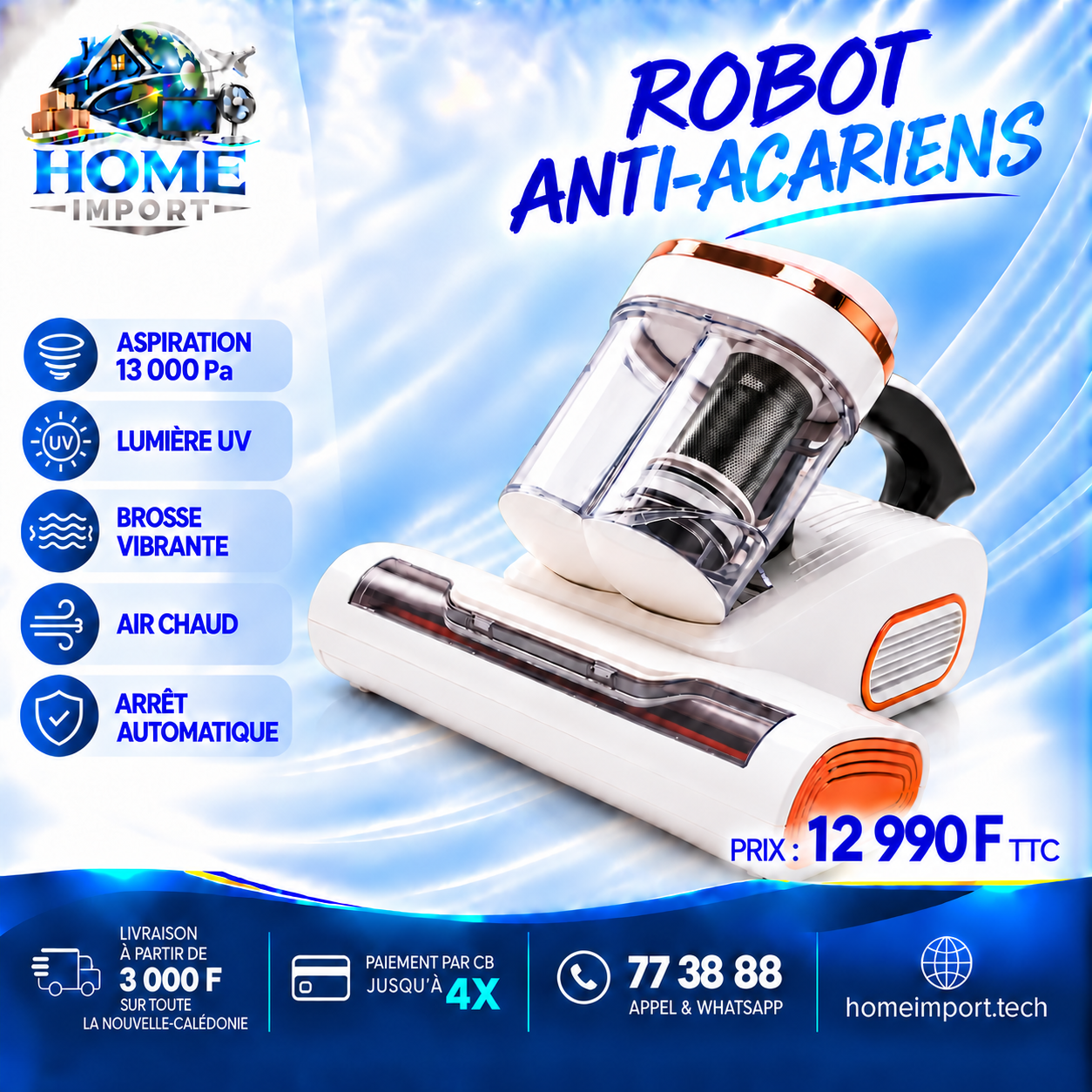 Aspirateur a main pour matelas anti acariens