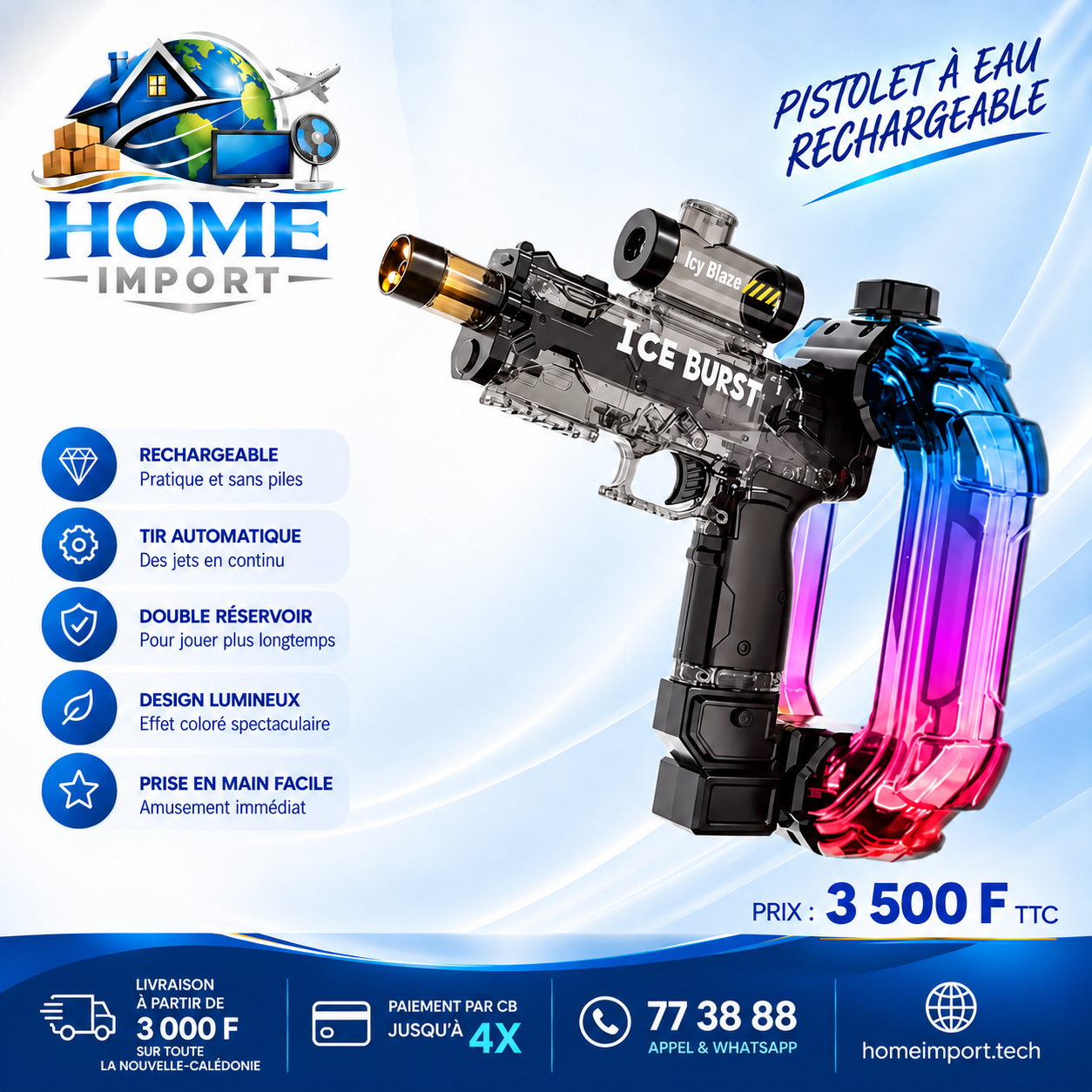 Pistolet à eau rechargeable